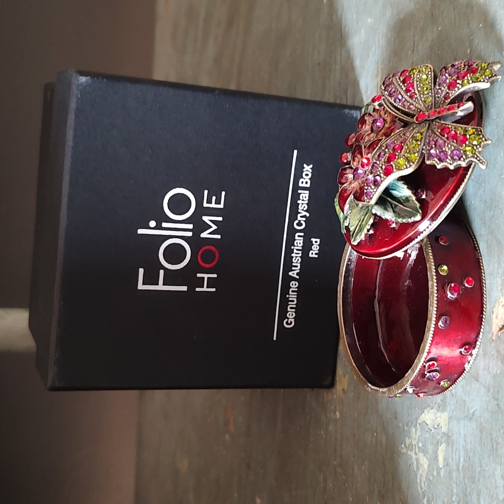 🔥HP🔥 Genuine Austrian Crystal Trinket Jewelry Box NEW! Butterfly 🦋 Flowes - Picture 6 of 9
